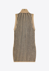 High-Neck Ribbed Mini Dress