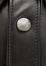 Logo Engraved Leather Jacket