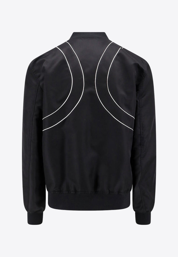 Contrasting Detail Zip-Up Bomber Jacket