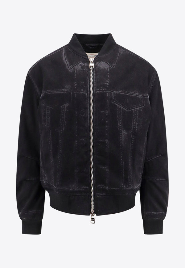 Washed Denim Bomber Jacket