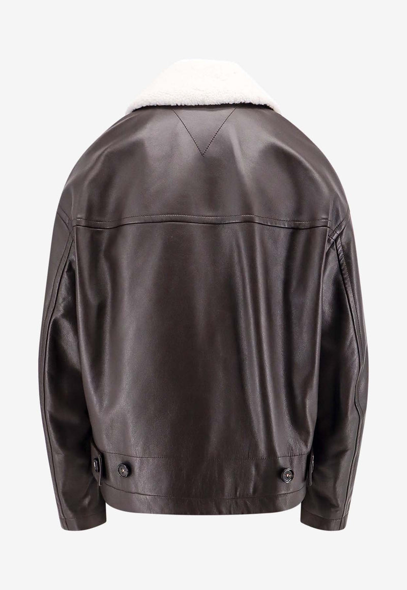 Fur-Collar Leather Jacket