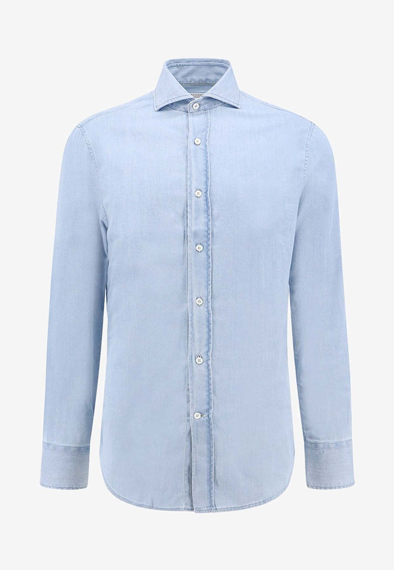 Long-Sleeved Denim Shirt