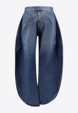 Slit-Detailed Rounded Jeans