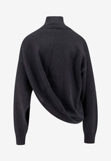 Asymmetric High-Neck Wool Sweater