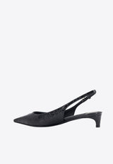 30 Croc-Embossed Leather Slingback Pumps