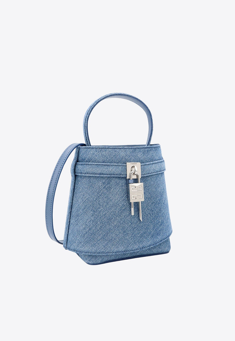 Shark Lock Denim Bucket Bag