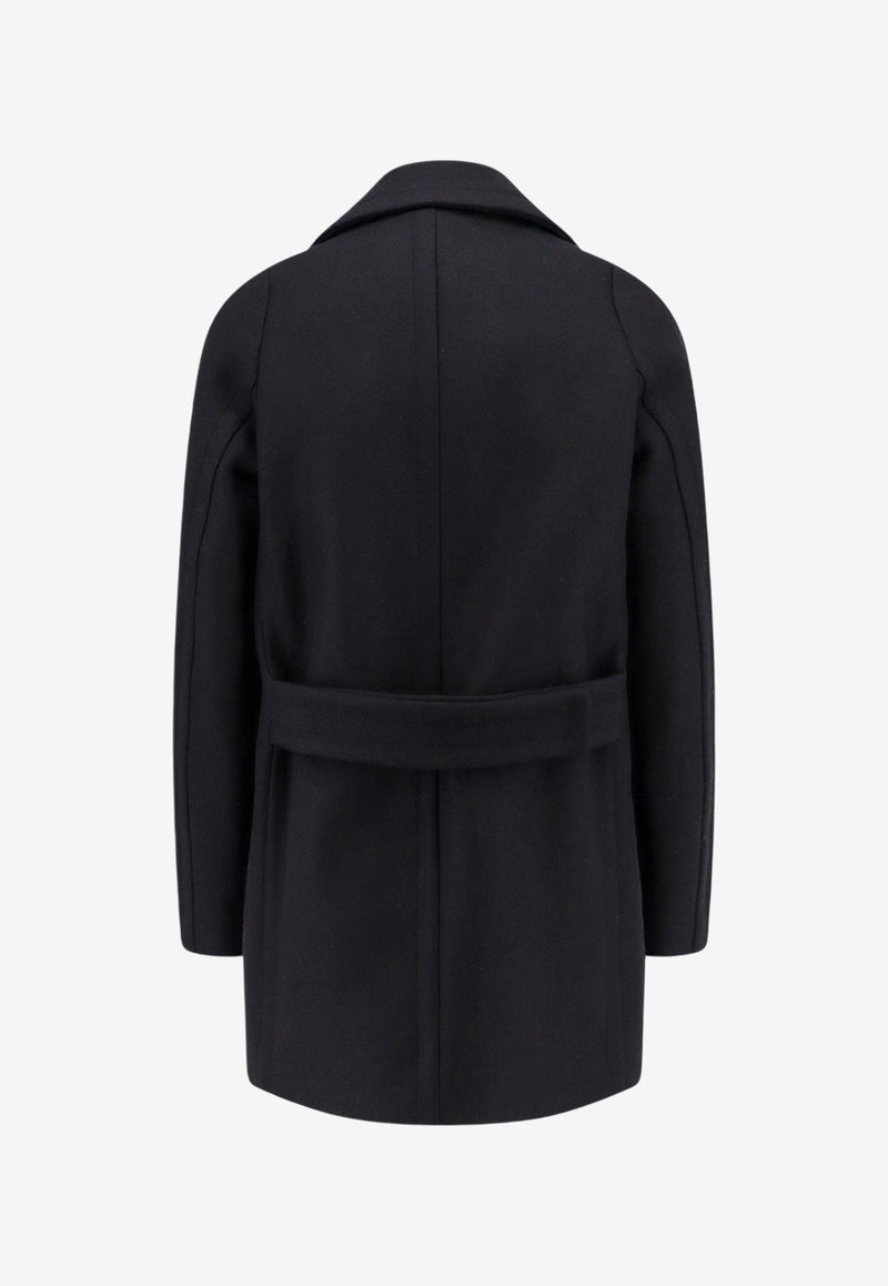 Double-Breasted Wool Blend Coat