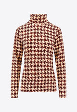 Hoske Houndstooth Check High-Neck Top