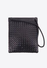 Flat Andiamo Messenger Bag in Intrecciato Leather