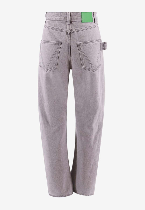 Washed Rounded-Leg Jeans