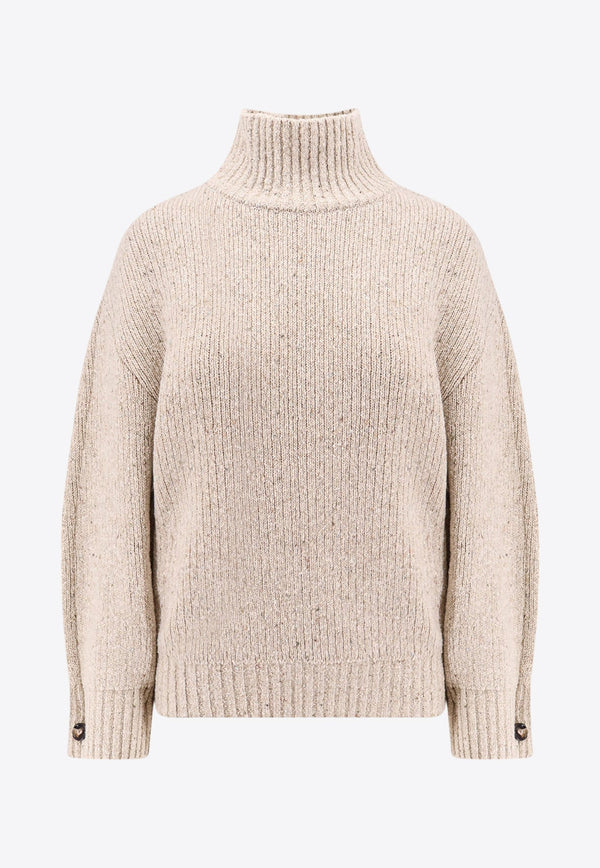 High-Neck Knitted Wool Sweater