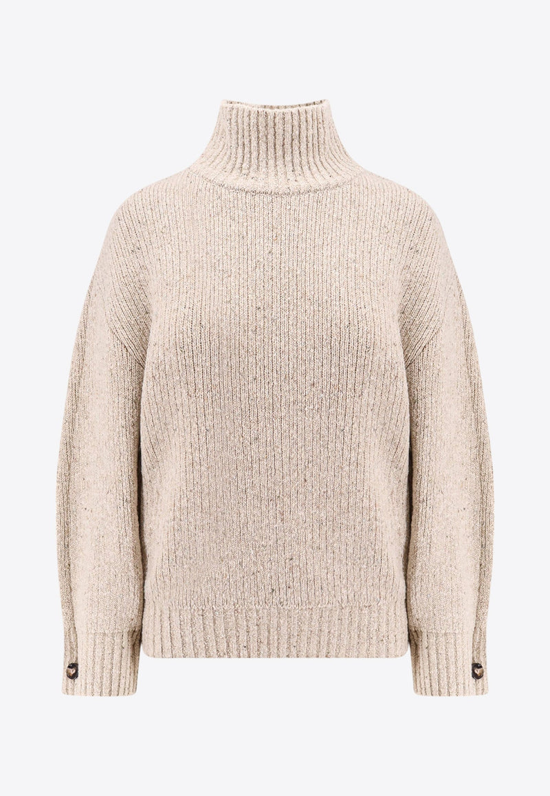 High-Neck Knitted Wool Sweater