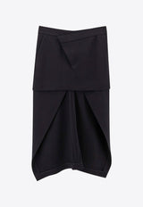 Asymmetric Wool Midi Skirt