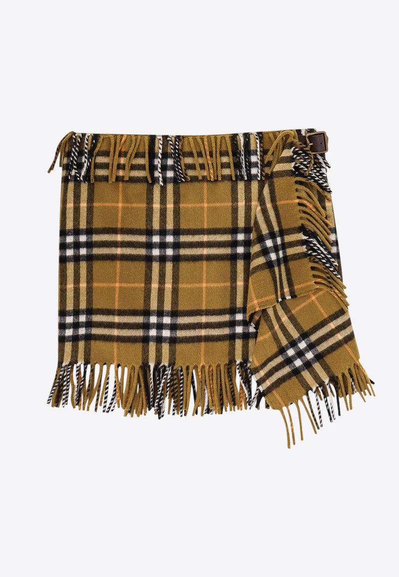 Vintage Check Fringed Mini Skirt