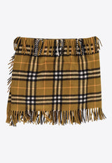 Vintage Check Fringed Mini Skirt