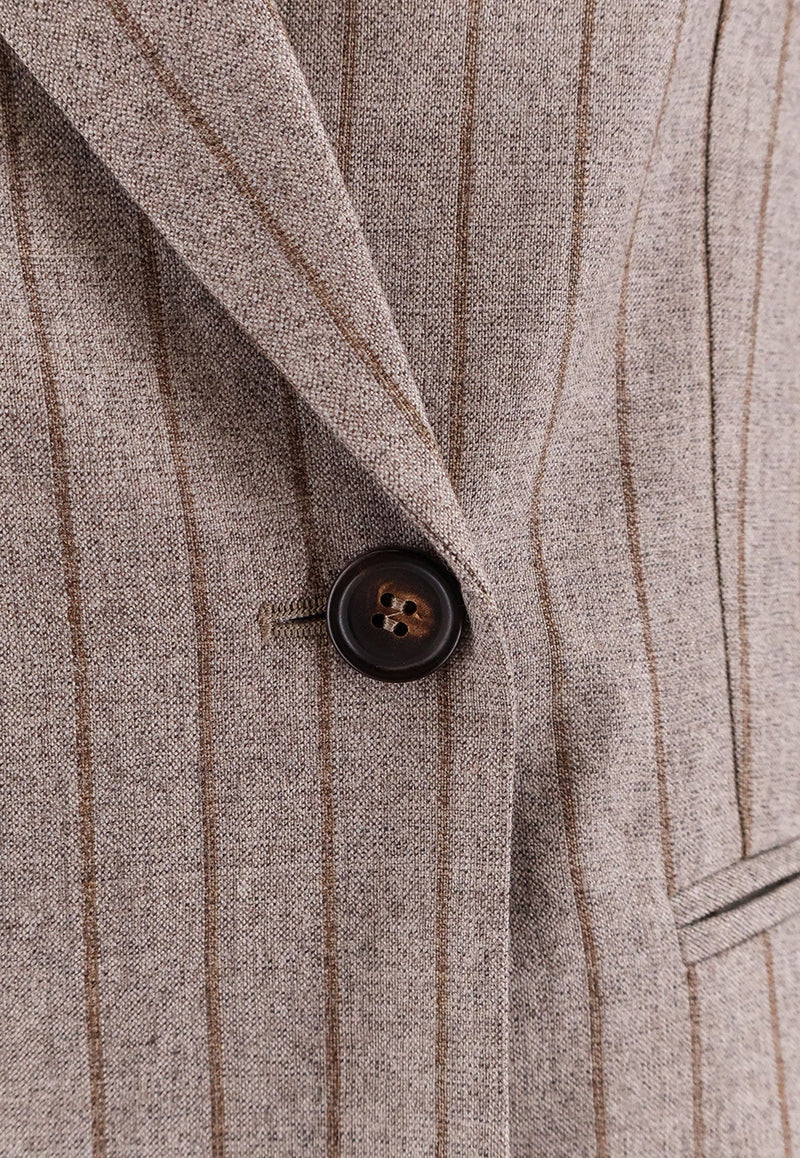 Double-Breasted Pinstripe Blazer