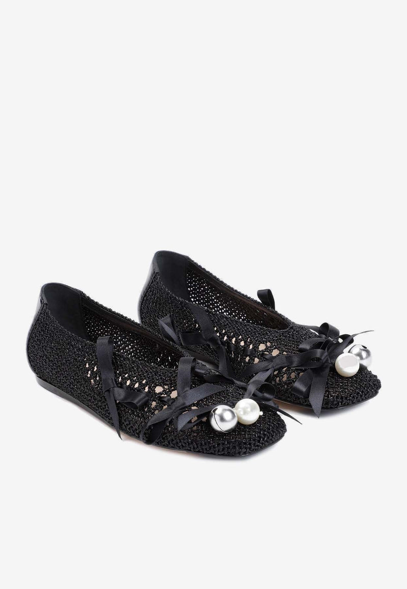 Bell Charm Crochet Ballerina Flats