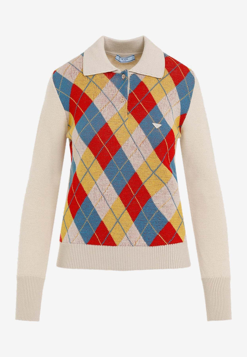 Argyle Wool Polo Sweater