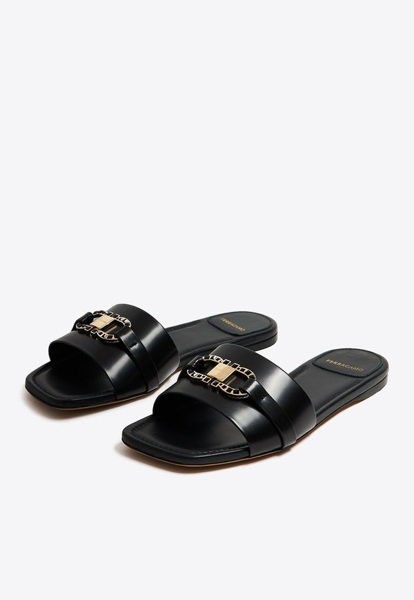 Leah Gancini Leather Slides