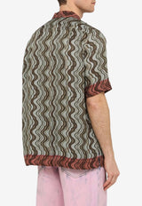 Wavy Pattern Short-Sleeved Shirt