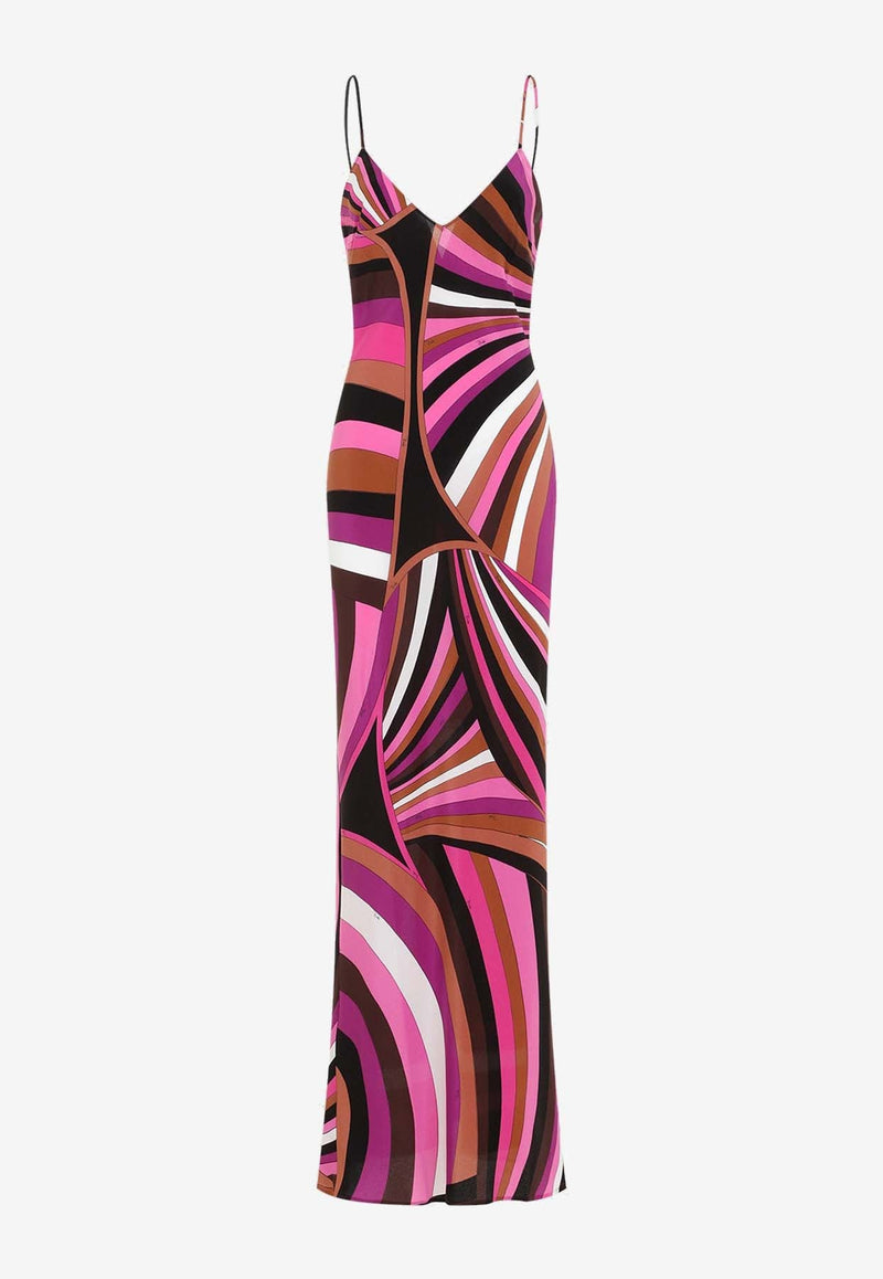 Iride Print Maxi Silk Dress