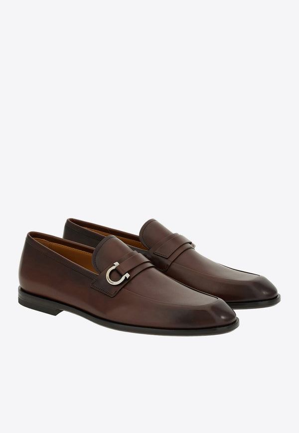 Florio Gancini-Buckle Leather Loafers