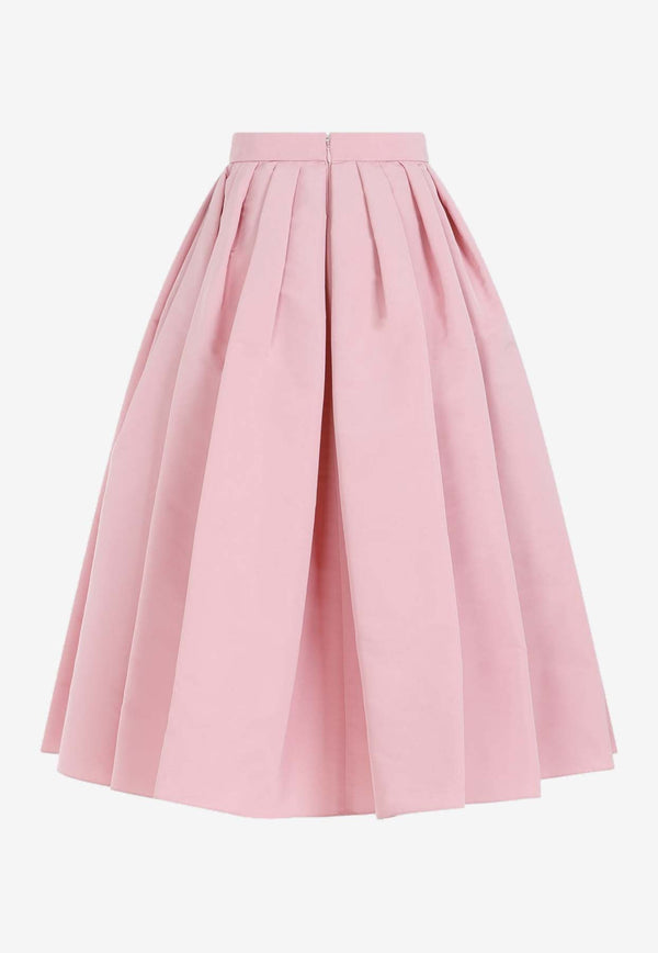 High-Rise Pleated Midi Skirt