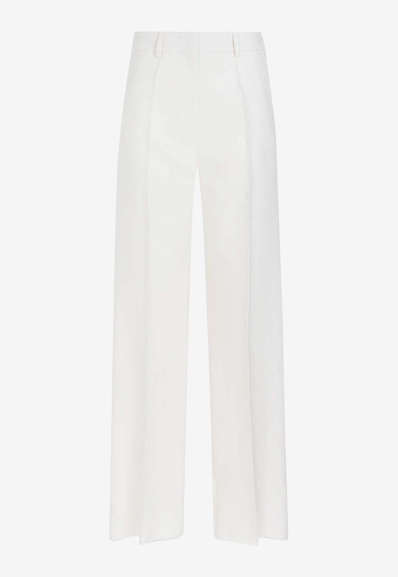 Logo Jacquard Wool and Silk Pants