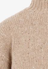 Bouclé Cashmere High-Neck Sweater