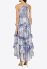 Printed Tulle Tiered Maxi Dress