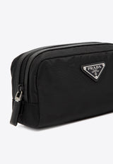 Logo Plaque Toiletry Bag in Recycled Nylon