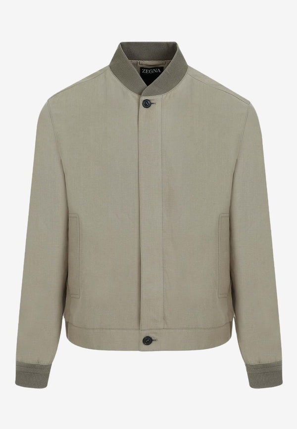 Silk and Linen Bomber Jacket