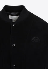 Logo Patch Leather Bomber Jacket