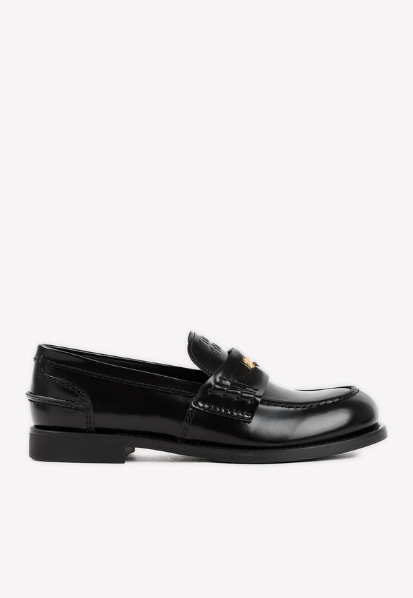 Logo Embossed Leather Loafers
