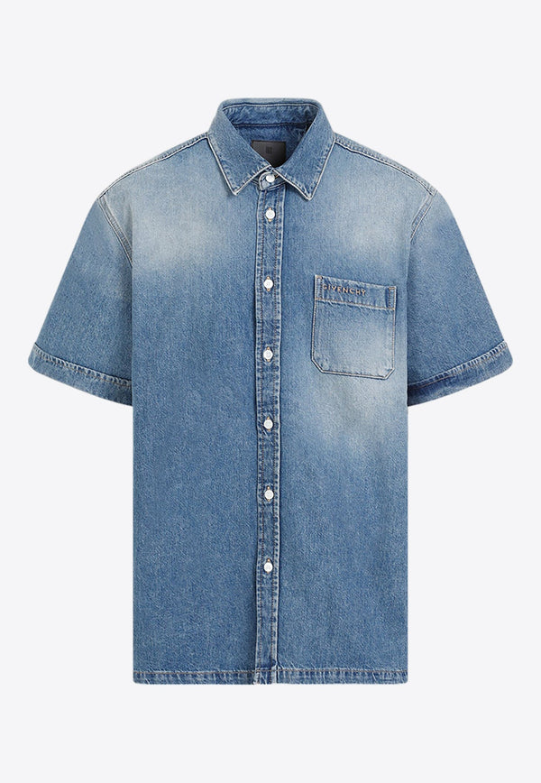 Short-Sleeved Denim Shirt