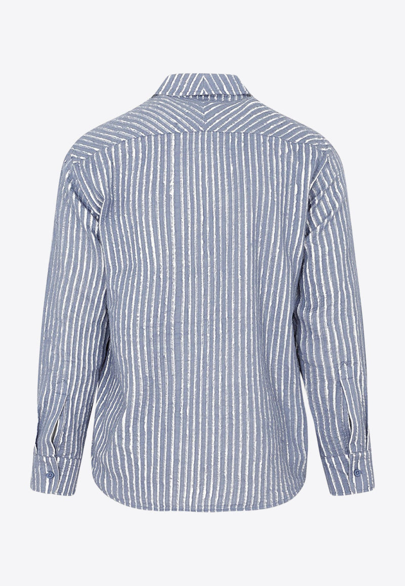 Frayed-Stripe Long-Sleeved Shirt