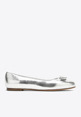 Vara bow Metallic-Leather Ballerina Shoes