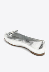 Vara bow Metallic-Leather Ballerina Shoes