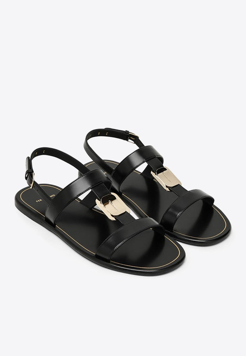 Capri Nappa Leather Flat Sandals with Vara Bow