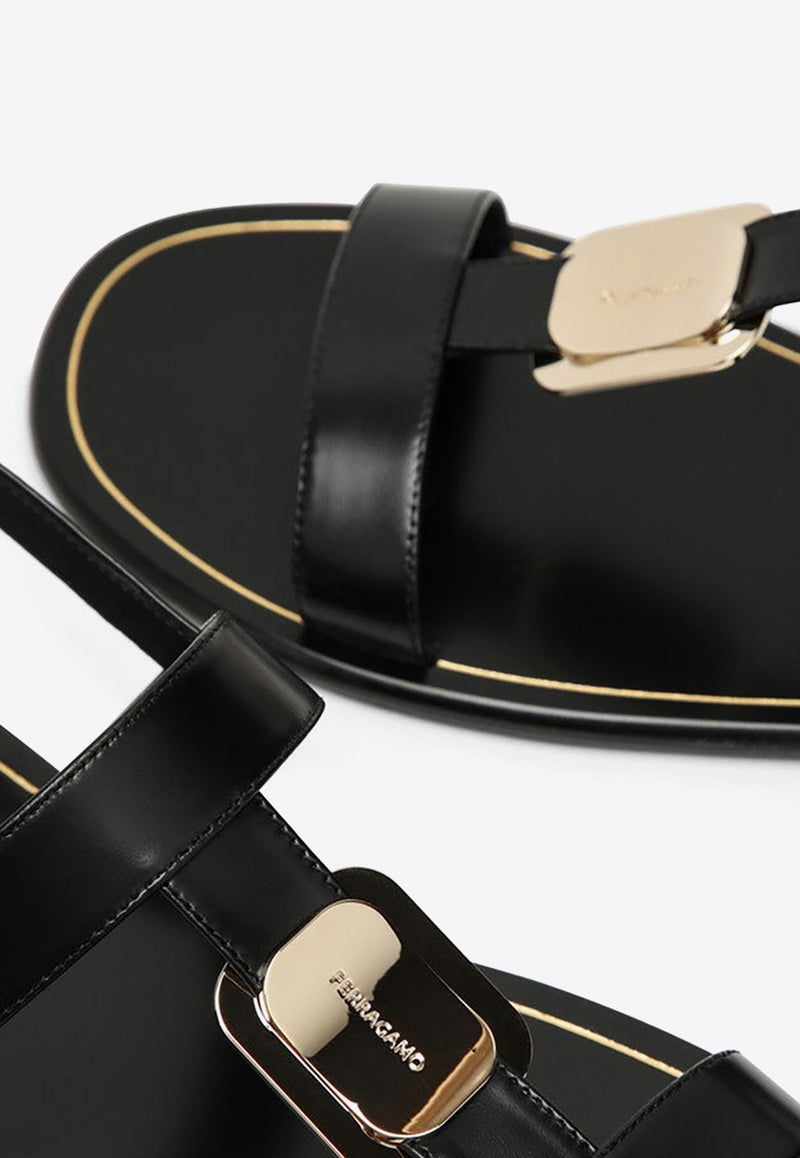 Capri Nappa Leather Flat Sandals with Vara Bow