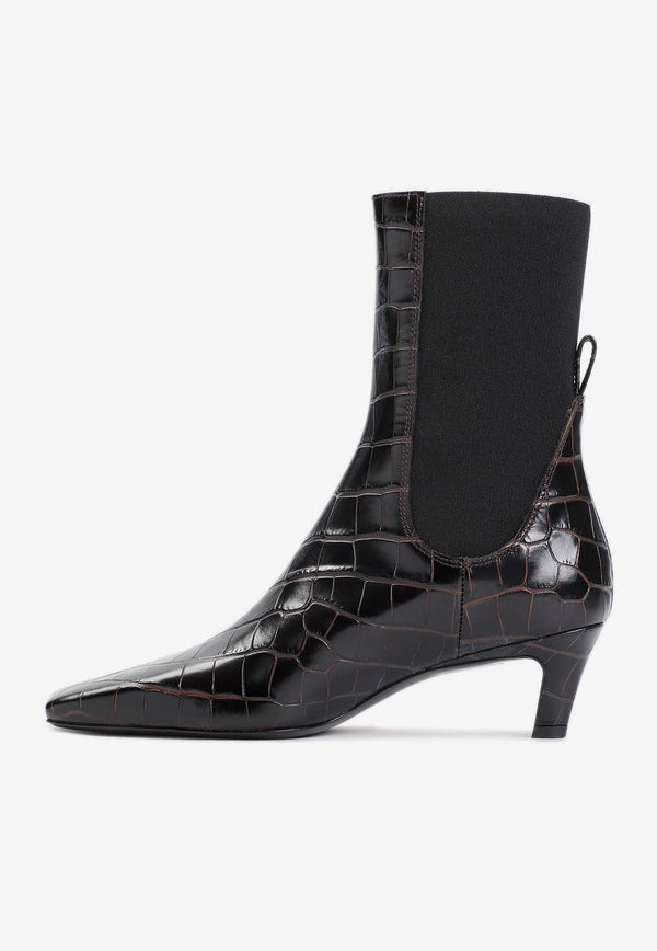 55 Ankle Boots in Croc-Embossed Leather