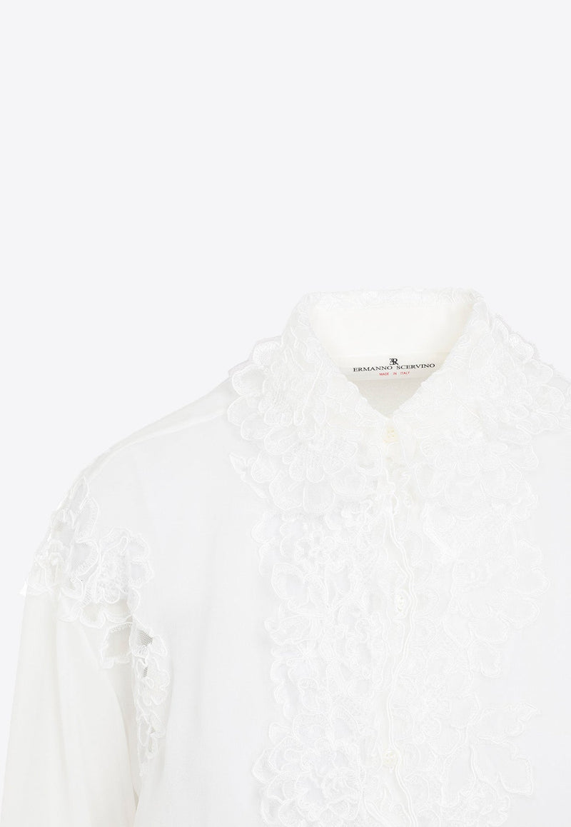 Lace Trim Long-Sleeved Shirt