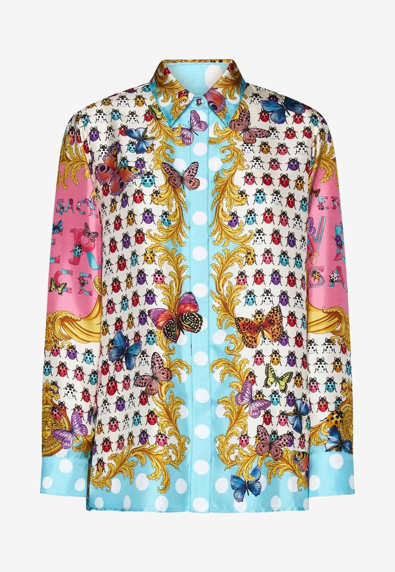 Long-Sleeved Butterflies Silk Shirt