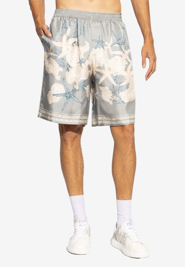 Barocco Sea Print Silk Shorts