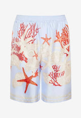 Barocco Sea Print Silk Shorts