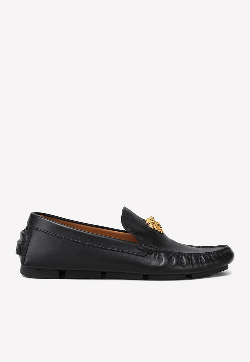 Logo Plaque Leather Loafers