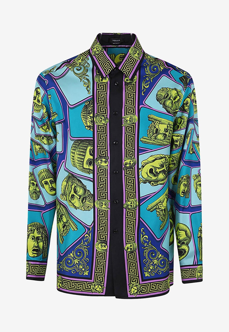 Mask Print Silk Shirt