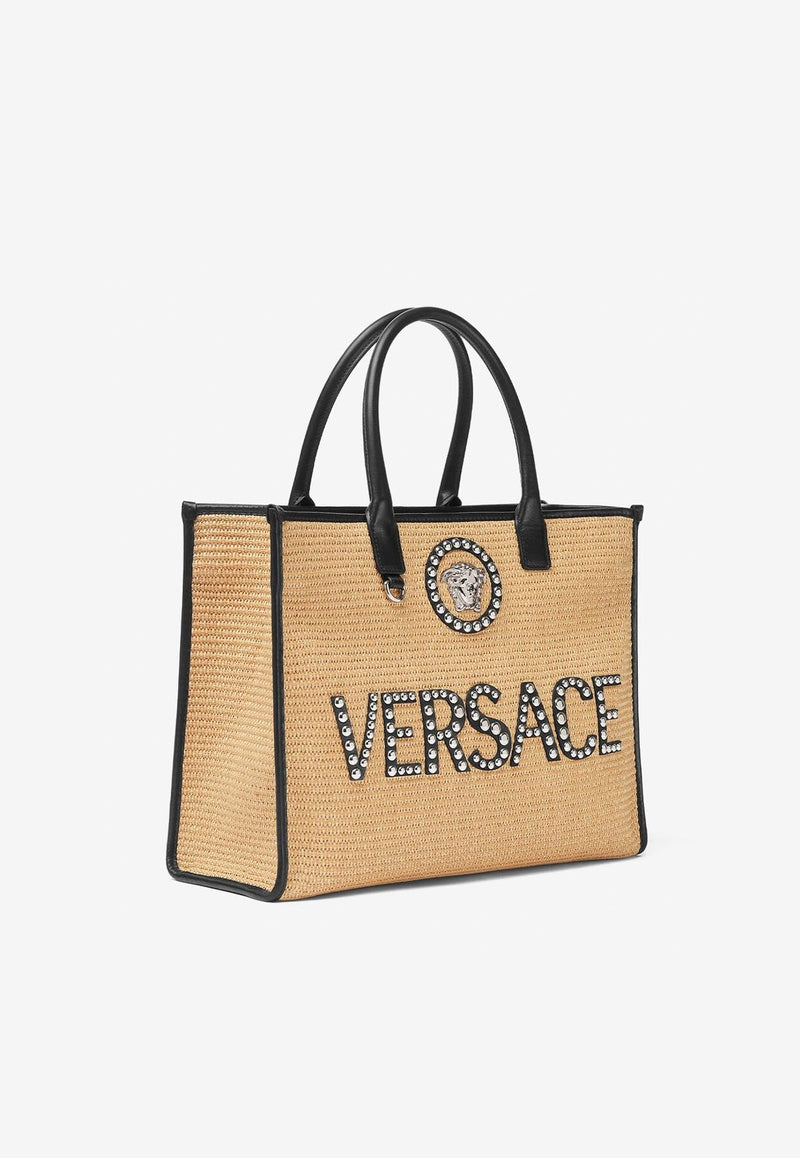 Large La Medusa Studded Logo Tote Bag