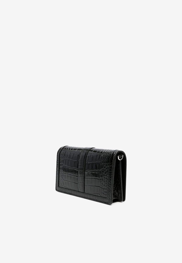 Mini Greca Goddess Croc-Effect Embossed Clutch