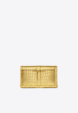 Mini Greca Goddess Shoulder Bag in Croc Embossed Leather